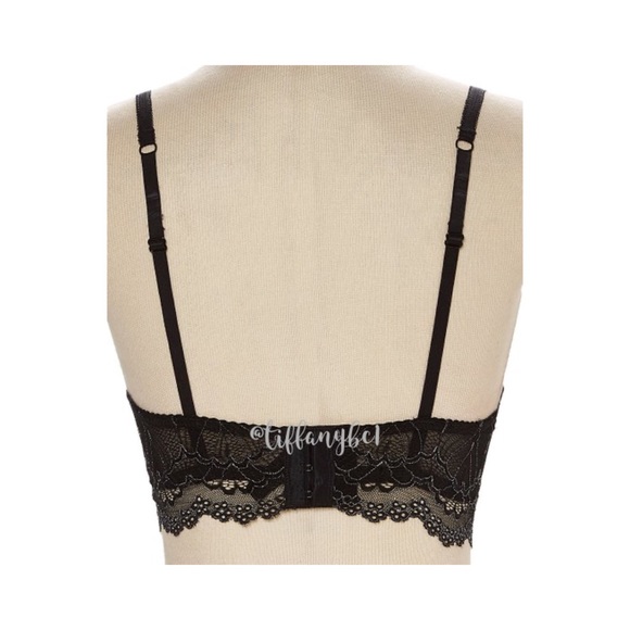 Sam Edelman Lurex Lace Longline Bra Black - Picture 2 of 16